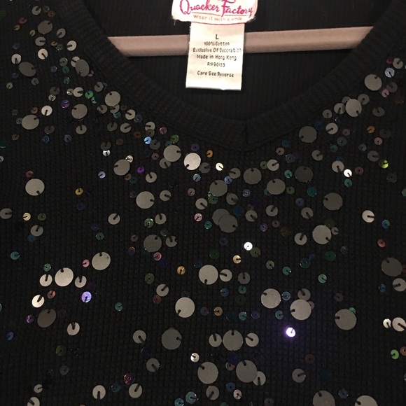 Black Quacker Factory fancy long sleeve top with embellished detail - Picture 5 of 8